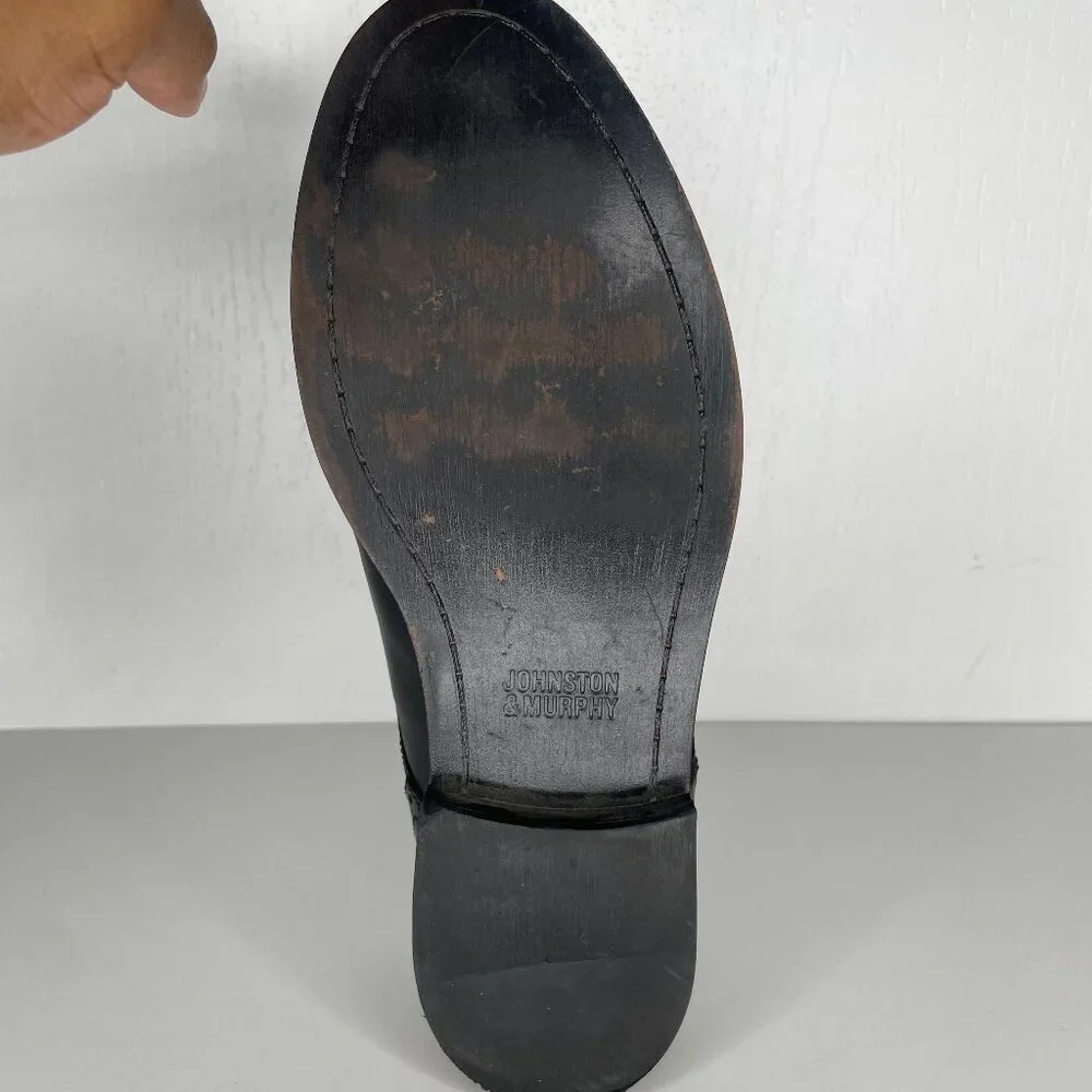 Johnston & Murphy Navy Leather Brogue Cap-Toe Boys Dress Shoes 5.5M